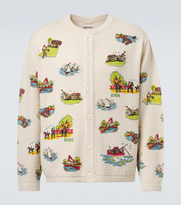  Bode Bode Beaded Camp Wool And Cotton Cardigan 