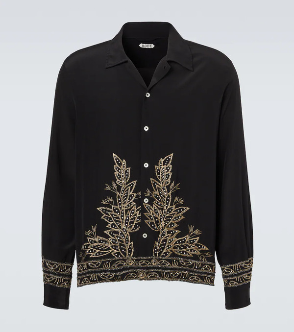  Bode Bode Beaded Epoque Embellished Silk Shirt 