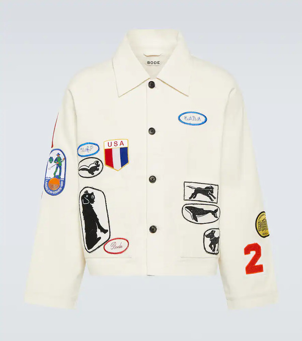  Bode Bode Cambridge Patch-applique Cotton Canvas Jacket 