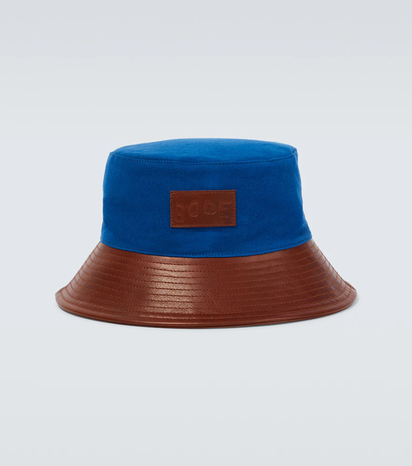  Bode Bode Cotton And Leather Bucket Hat 