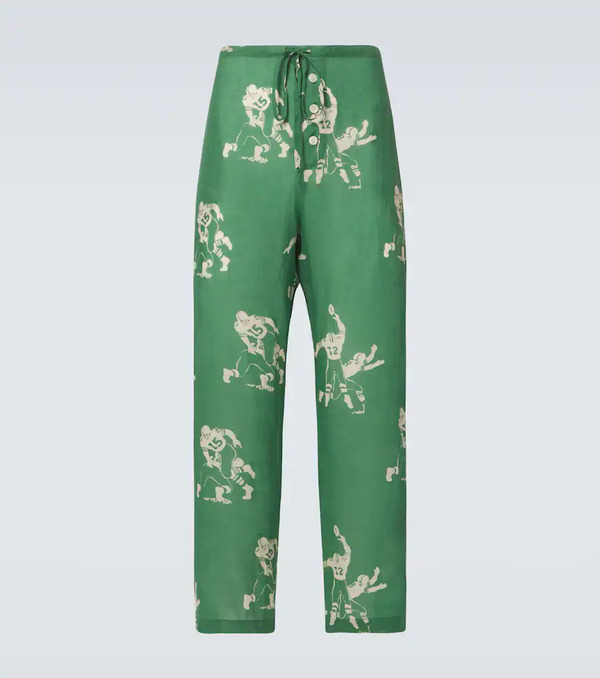  Bode Bode Football Linen Pajama Pants 