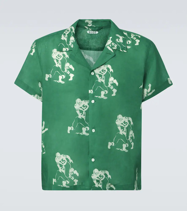  Bode Bode Football Silhouette Linen Shirt 