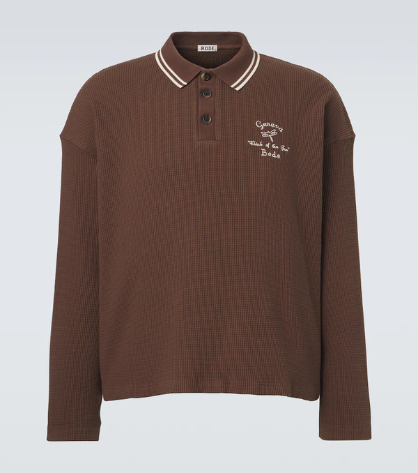  Bode Bode Geneva Waffle-knit Cotton Polo Sweater 