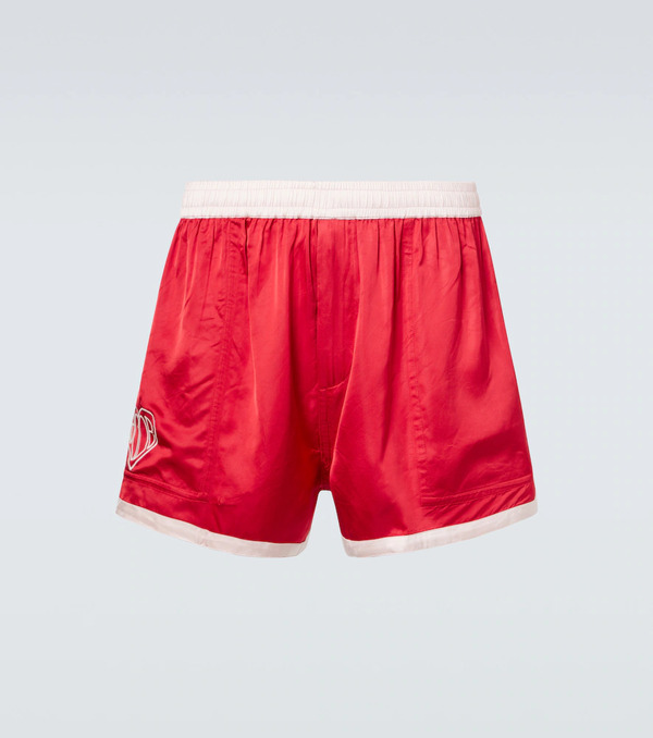  Bode Bode Heart Deco Embroidered Satin Shorts 