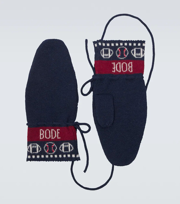  Bode Bode Knitted Jacquard Alpaca Mittens 