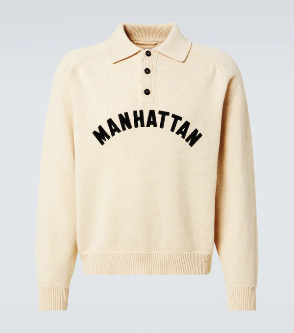  Bode Bode Manhattan Applique Wool Polo Sweater 