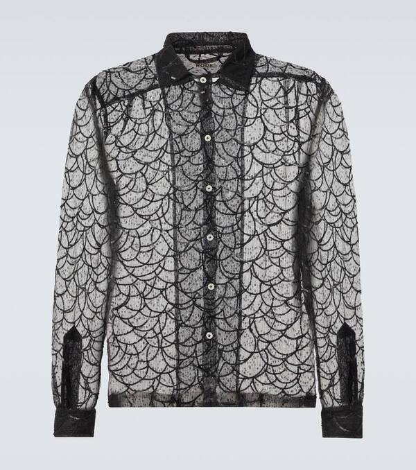  Bode Bode Pewter Shoal Sequined Mesh Shirt 