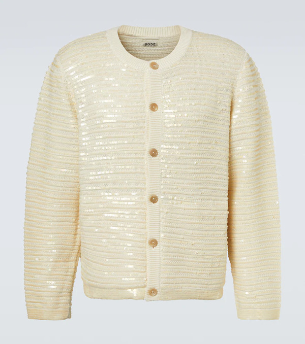  Bode Bode Sequin Spotlight Embellished Wool Cardigan 