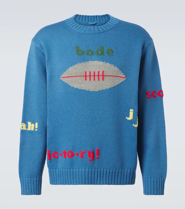  Bode Bode Spirit Embroidered Cotton And Wool Sweater 