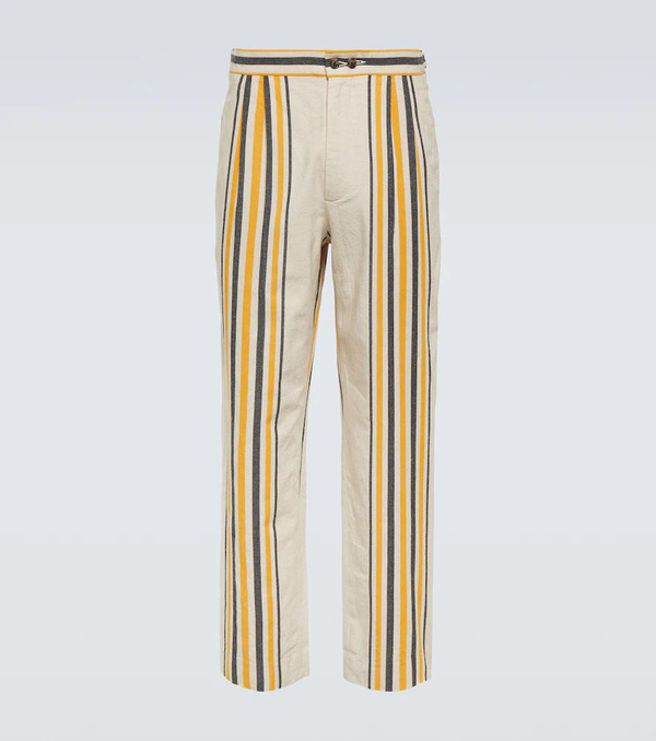  Bode Bode Striped Mid-rise Cotton Straight Pants 