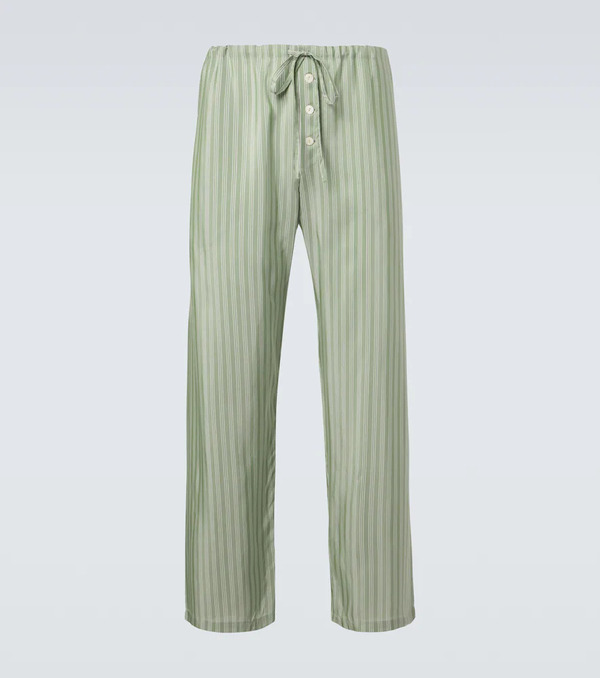  Bode Bode Sylvan Striped Silk Straight Pants 