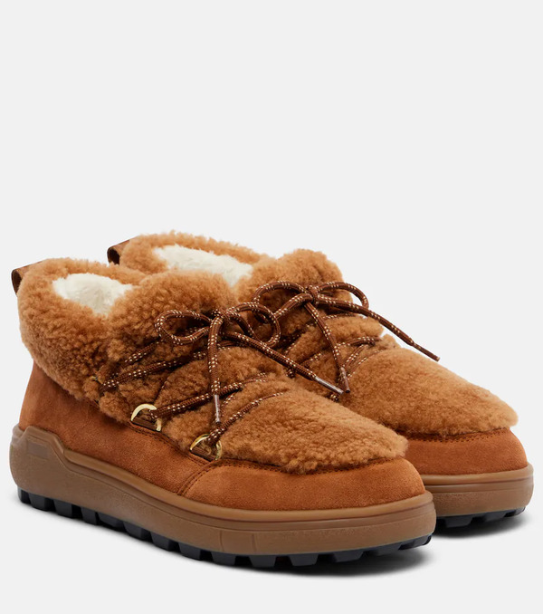 Bogner Bogner Chamonix Shearling-trimmed Suede Ankle Boots 