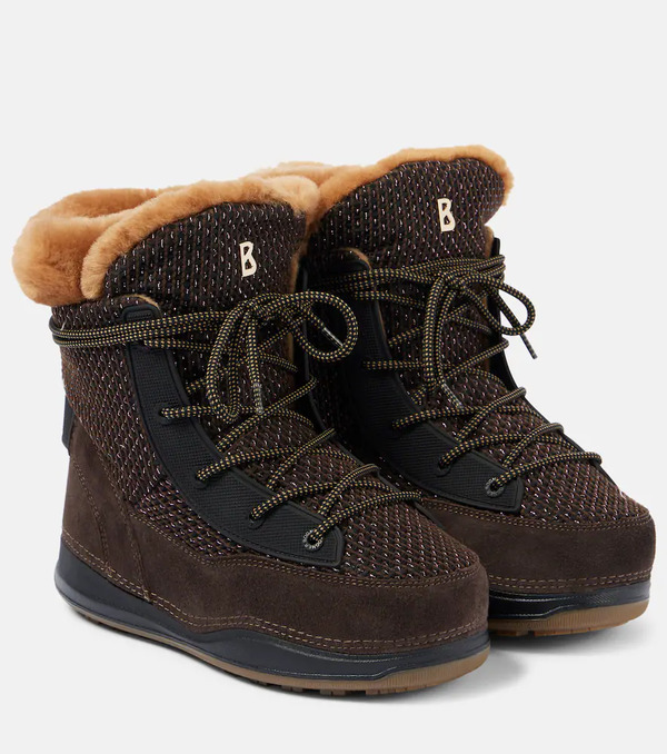  Bogner Bogner Verbier Shearling-trimmed Suede Ankle Boots 
