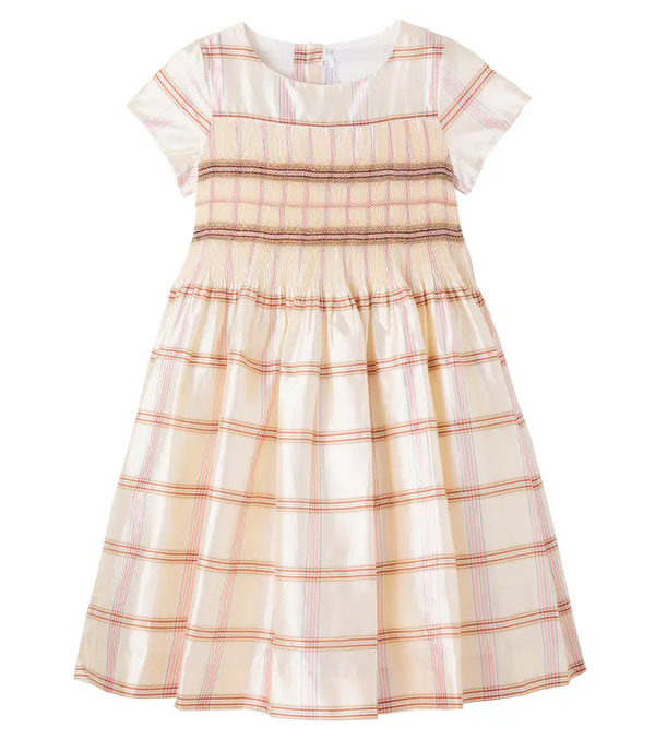  Bonpoint Bonpoint Duchesse Checked Smocked Silk Dress 