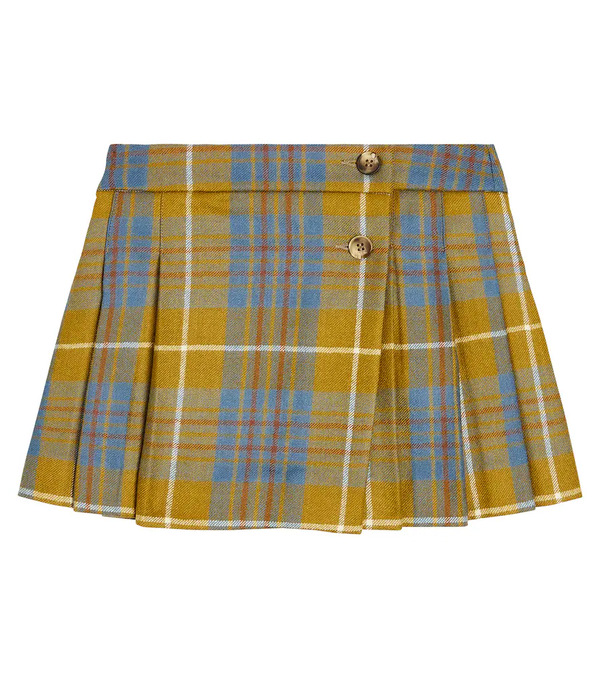  Bonpoint Bonpoint Talissa Checked Pleated Wool Skirt 