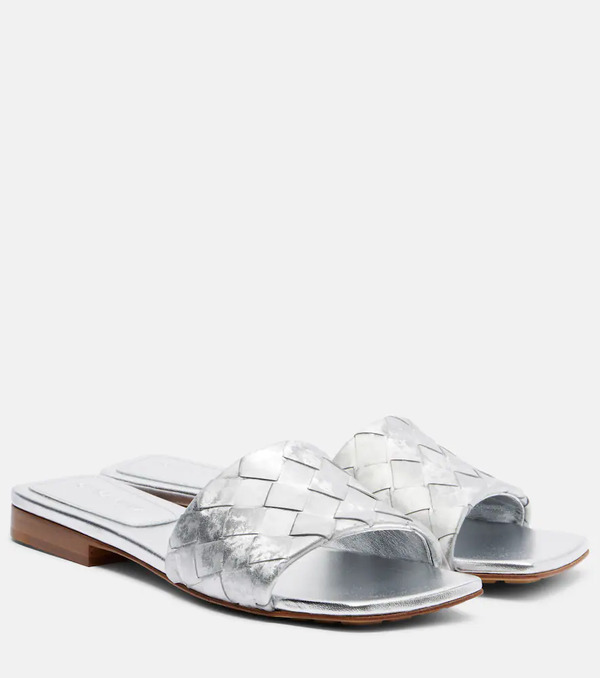  Bottega Veneta Bottega Veneta Parco Intrecciato Leather Mules 