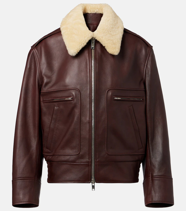 Bottega Veneta Bottega Veneta Shearling-trimmed Leather Jacket 