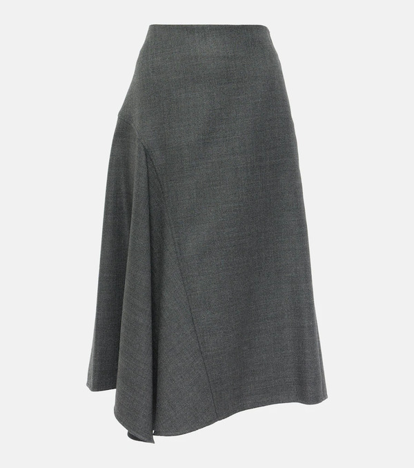  Brunello Cucinelli Brunello Cucinelli Asymmetric Virgin Wool Midi Skirt 