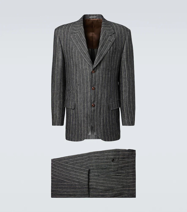  Brunello Cucinelli Brunello Cucinelli Chalk Stripe Linen Suit 