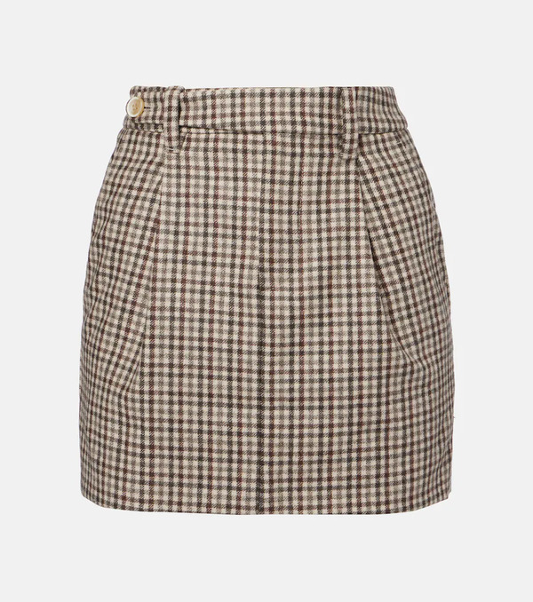  Brunello Cucinelli Brunello Cucinelli Checked Virgin Wool Flannel Miniskirt 