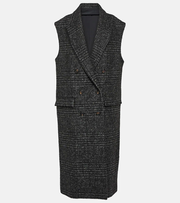  Brunello Cucinelli Brunello Cucinelli Checked Wool-blend Coat 