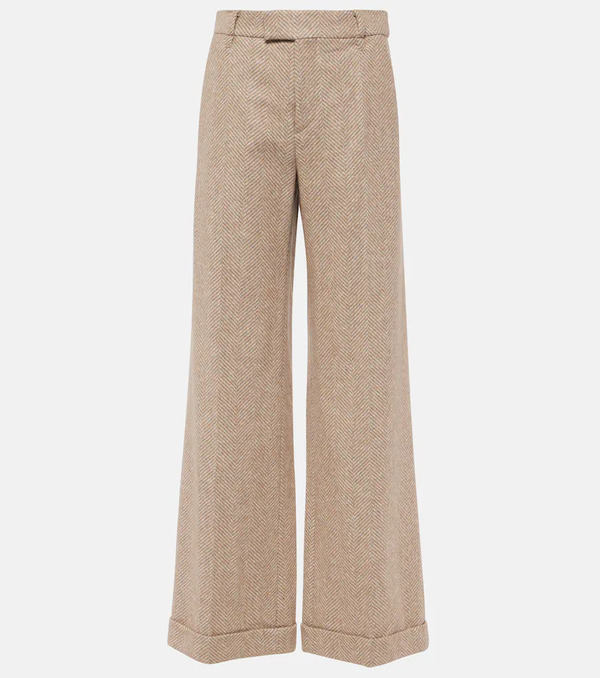  Brunello Cucinelli Brunello Cucinelli Chevron Wool-blend Flared Pants 