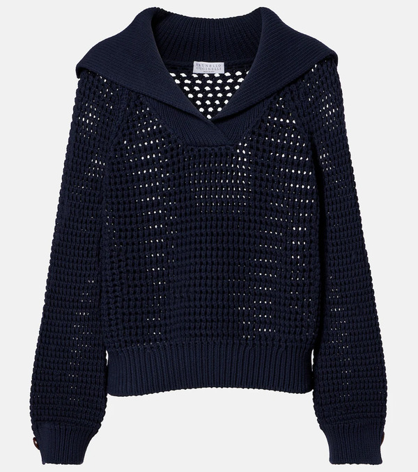  Brunello Cucinelli Brunello Cucinelli Cotton-blend Polo Sweater 