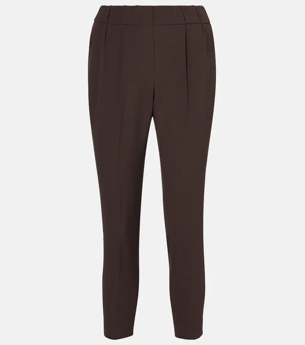  Brunello Cucinelli Brunello Cucinelli Cropped Crepe Slim Pants 