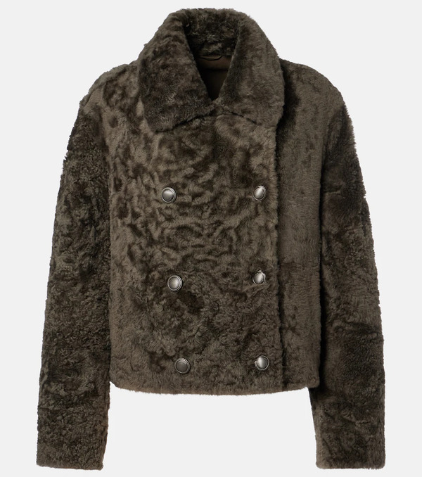  Brunello Cucinelli Brunello Cucinelli Cropped Double-breasted Shearling Jacket 