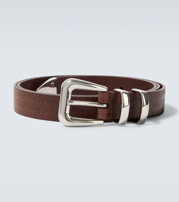  Brunello Cucinelli Brunello Cucinelli Debossed Leather Belt 