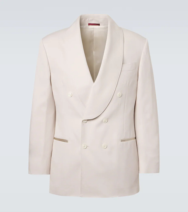  Brunello Cucinelli Brunello Cucinelli Double-breasted Silk Blazer 