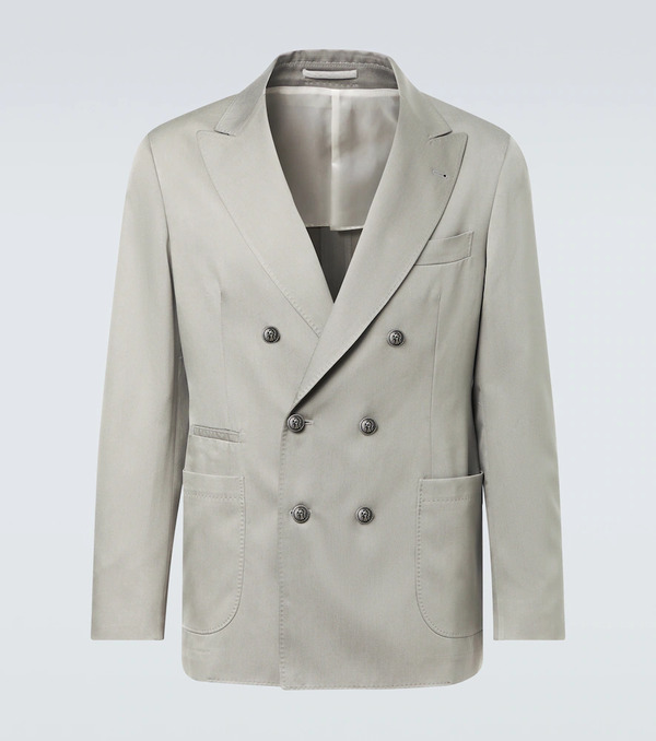  Brunello Cucinelli Brunello Cucinelli Double-breasted Silk Suit Jacket 