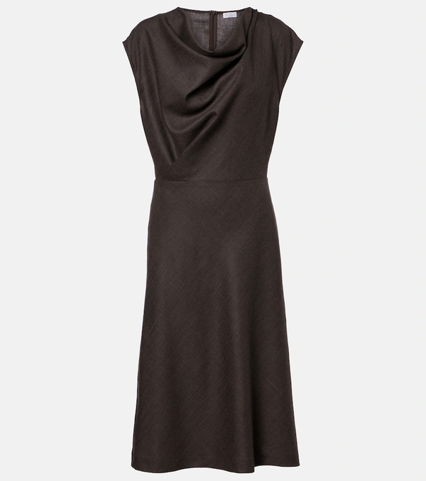  Brunello Cucinelli Brunello Cucinelli Draped Wool-blend Midi Dress 