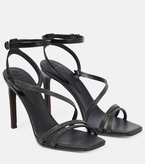  Brunello Cucinelli Brunello Cucinelli Embellished Leather Sandals 