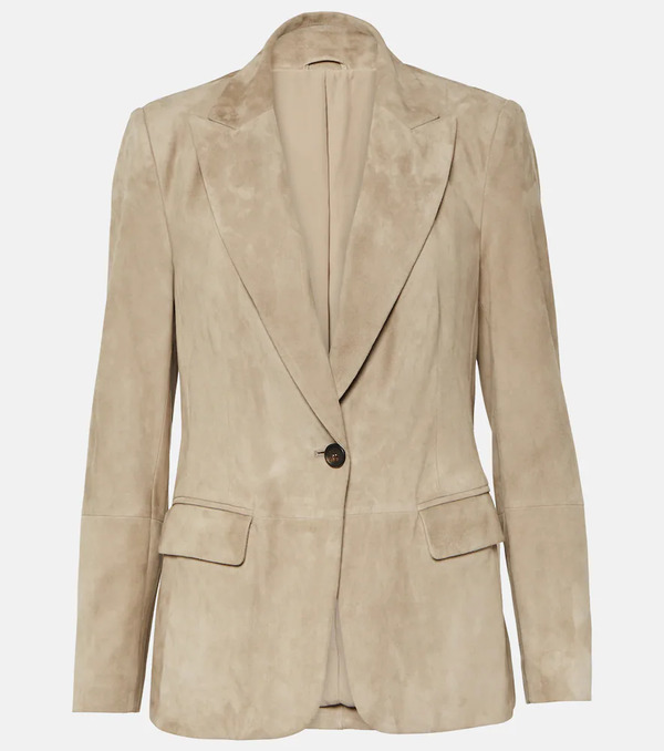  Brunello Cucinelli Brunello Cucinelli Embellished Suede Blazer 