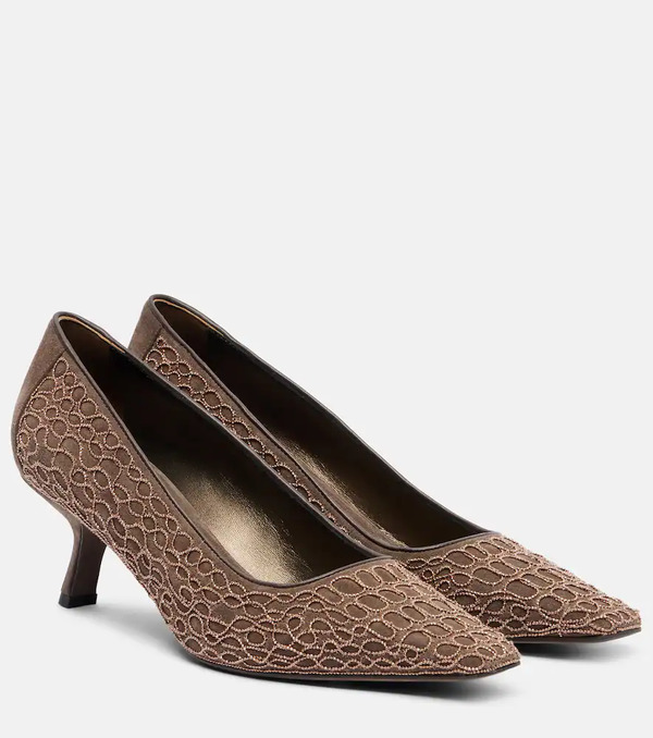  Brunello Cucinelli Brunello Cucinelli Embellished Suede Pumps 