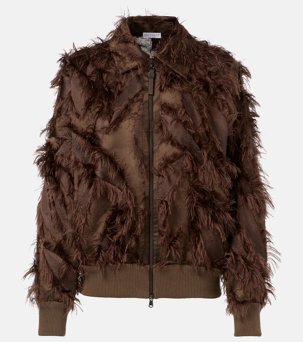 Brunello Cucinelli Brunello Cucinelli Feather-trimmed Jacket 