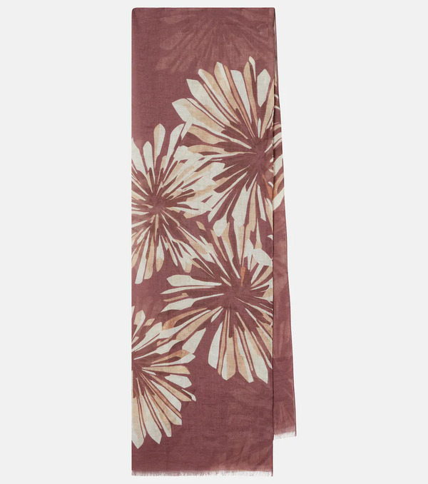  Brunello Cucinelli Brunello Cucinelli Floral Linen Scarf 