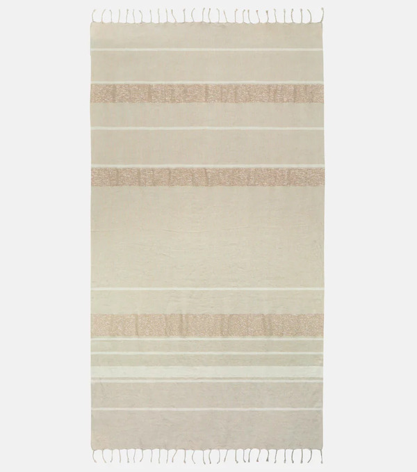  Brunello Cucinelli Brunello Cucinelli Fringed Linen-blend Lame Throw 