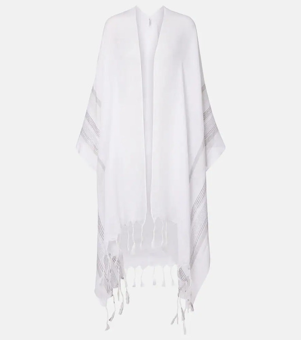  Brunello Cucinelli Brunello Cucinelli Fringed Linen Poncho 