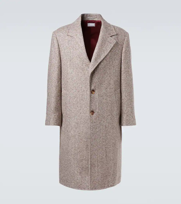  Brunello Cucinelli Brunello Cucinelli Herringbone Wool And Alpaca-blend Overcoat 
