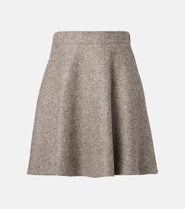  Brunello Cucinelli Brunello Cucinelli High-rise Wool-blend Miniskirt 