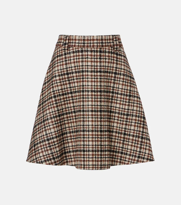  Brunello Cucinelli Brunello Cucinelli Houndstooth Wool And Alpaca-blend Miniskirt 