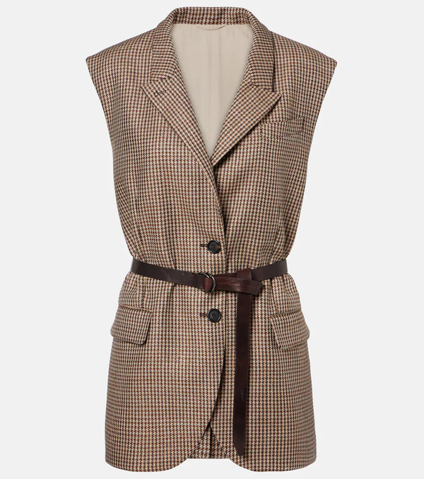  Brunello Cucinelli Brunello Cucinelli Houndstooth Wool-blend Vest 