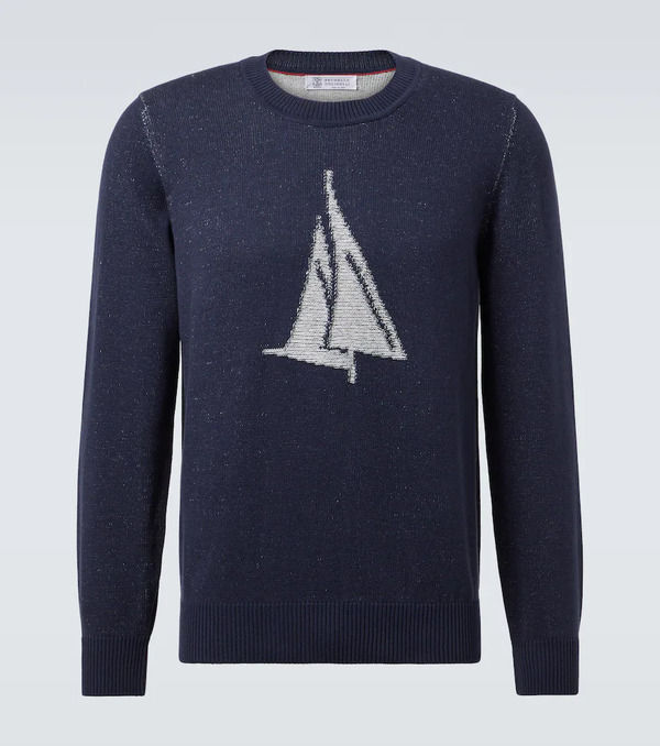 Brunello Cucinelli Brunello Cucinelli Intarsia Cotton Sweater 