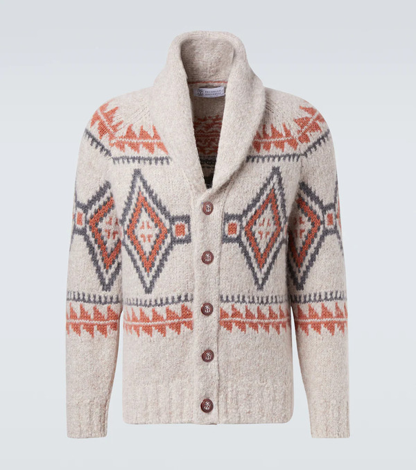  Brunello Cucinelli Brunello Cucinelli Jacquard Wool-blend Cardigan 