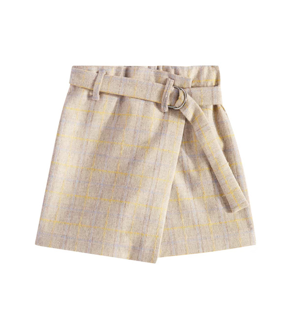  Brunello Cucinelli Kids Brunello Cucinelli Kids Wool-blend Flannel Skort 