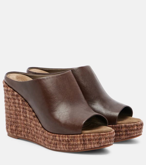  Brunello Cucinelli Brunello Cucinelli Leather Espadrille Wedges 