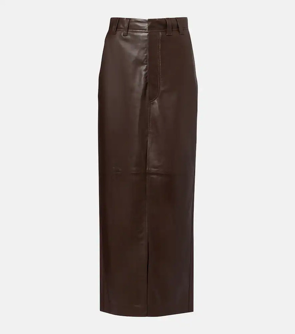  Brunello Cucinelli Brunello Cucinelli Leather Maxi Skirt 