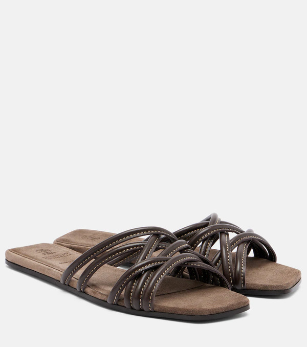  Brunello Cucinelli Brunello Cucinelli Leather Slides 